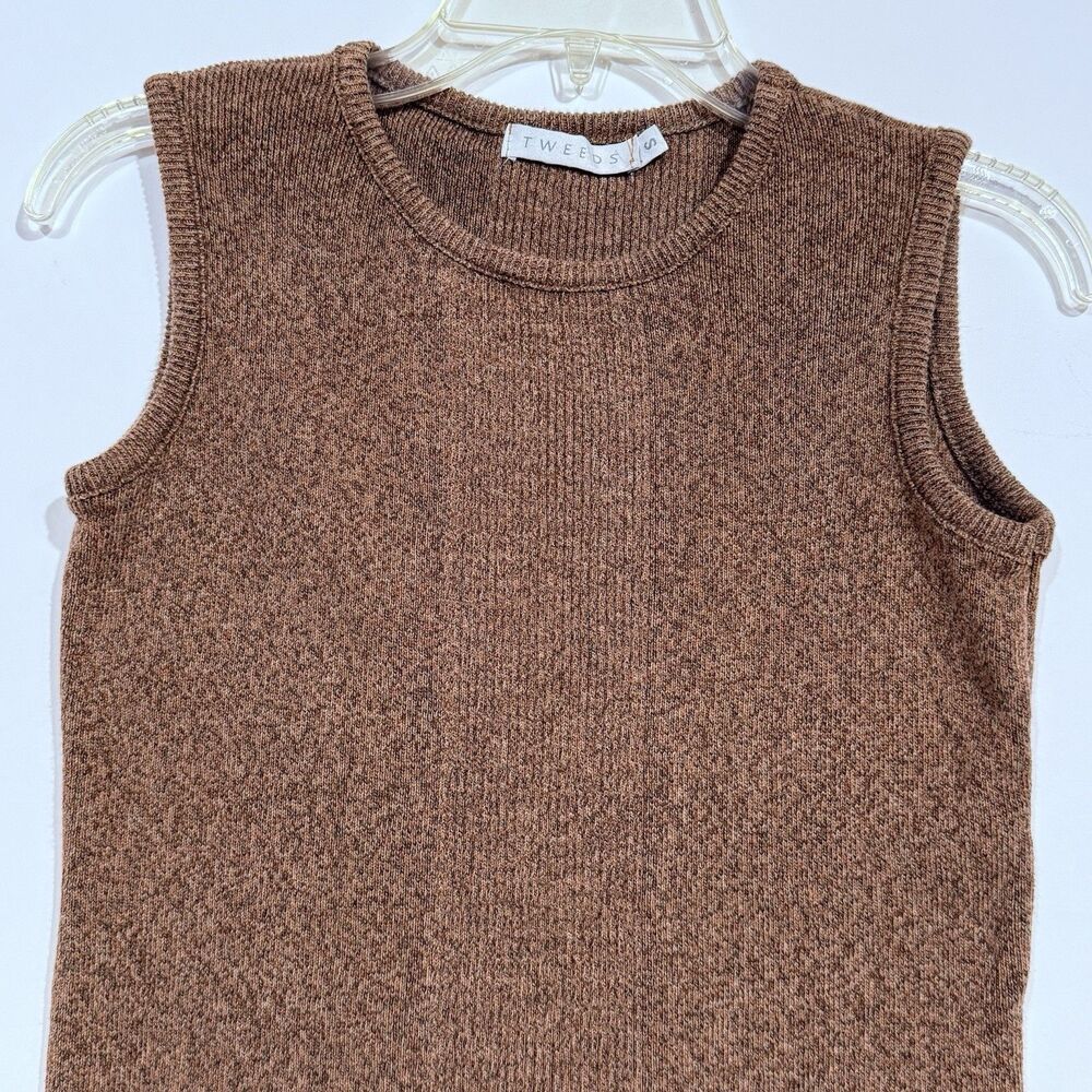 Tweeds Tank Top Small Sleeveless Knit Brown Women